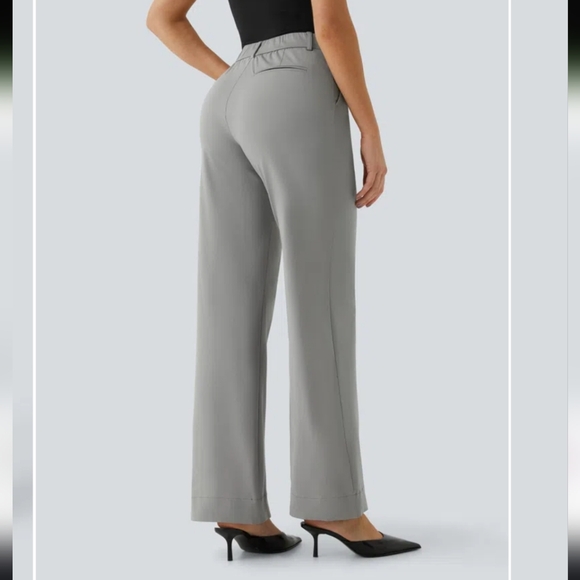 Halara Mid Rise Side Pocket Straight Leg Viral Work Pant Gray Sz Small - Picture 2 of 9
